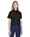Core 365 78194 Ladies' Optimum Short - Sleeve Twill Shirt - Ninja Transfers