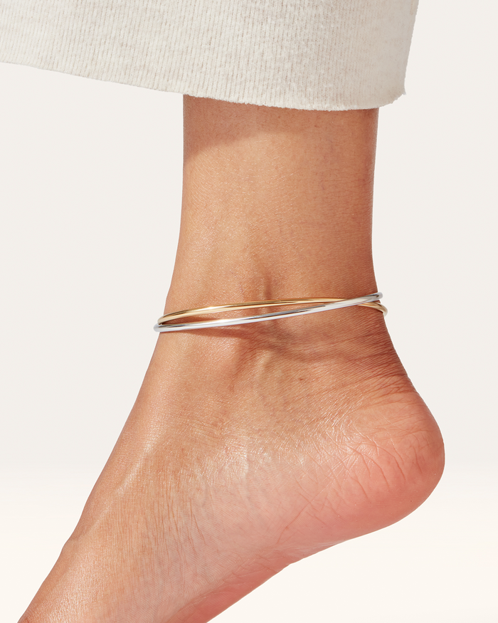 JENNY BIRD  Dane Bangle Anklets Gold and Silver Waterproof Ankle Bracelet Stack