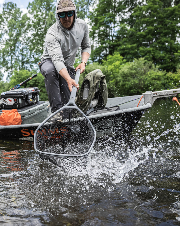 daymaker-boat-net-long-handle -rollover Pebble Steel