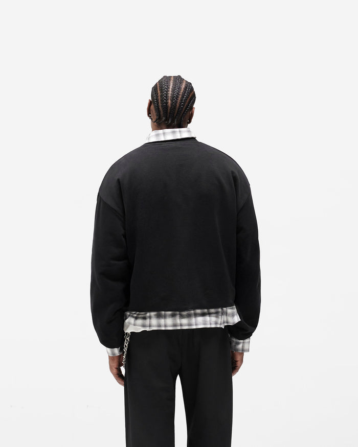 Dual Layer Script Sweater - Jet Black