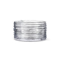 Clear glass bowl with horizontal rippled texture bands around the exterior.