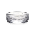 Clear glass coaster with black brushstroke texture band around the middle.