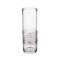 Clear glass cylinder vase with textured wrap detail around the middle section.
