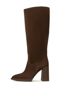 Elegant Knee-High Boots with Block Heel Bambi - Brown
