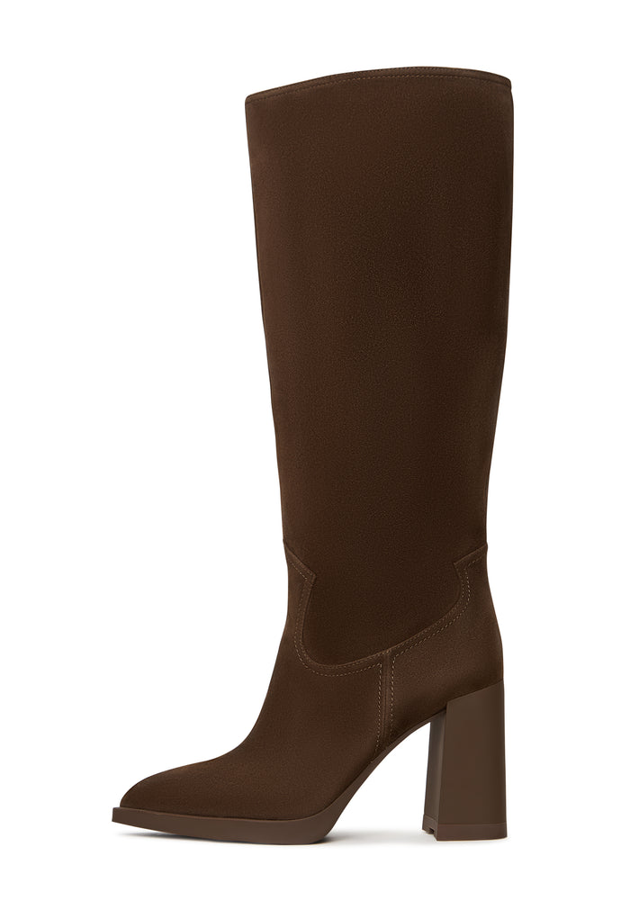 Elegant Knee-High Boots with Block Heel Bambi - Brown