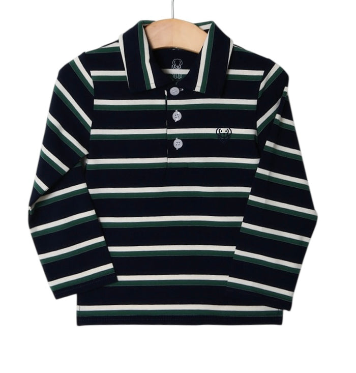 Emmet LS Shirt-Nv/Green Stripe