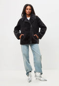 A stylish black Diana faux fur coat, perfect for winter fashion outerwear.