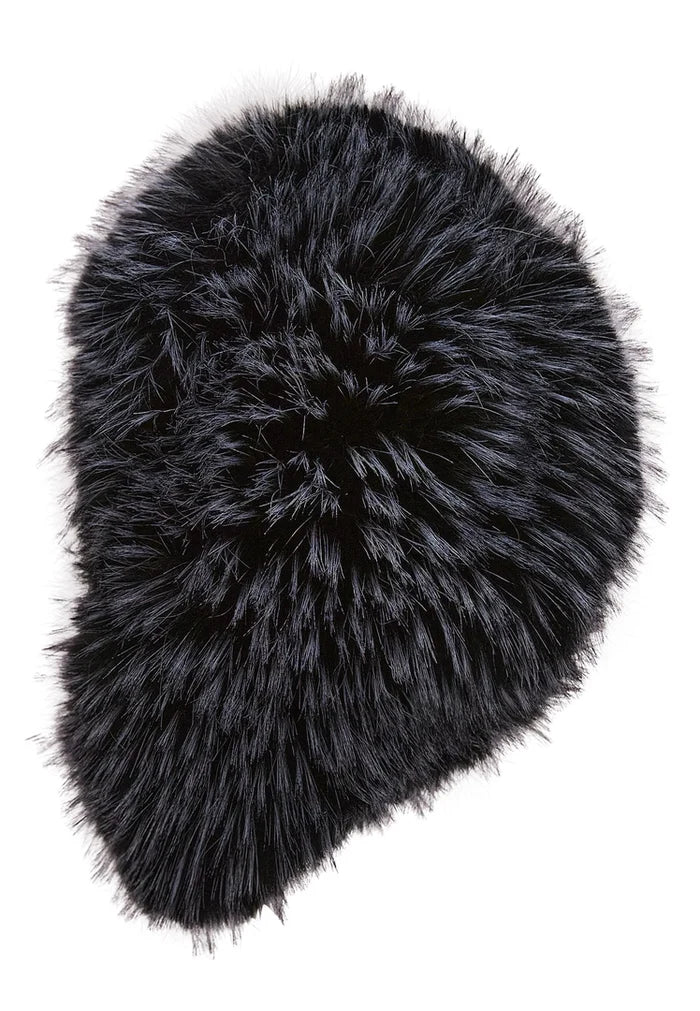Stay warm and fashionable with this black faux fur hat, perfect for adding a chic touch to your winter outfit.