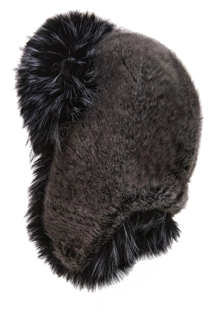 Stylish winter faux fur hat in a deep blue hue, perfect for women's fashion.