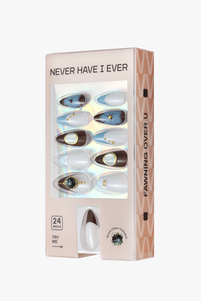 Fawning Over You almond press-on nails with 24 nails and bonus charm