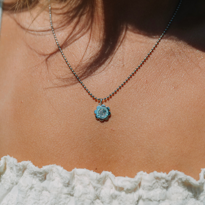 Flower - Silver / Baby Blue