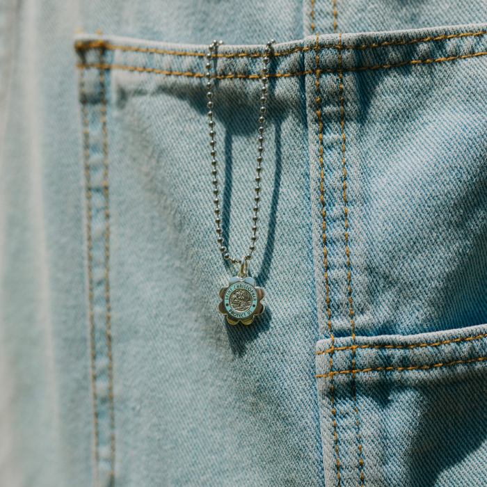 Flower - Silver / Baby Blue