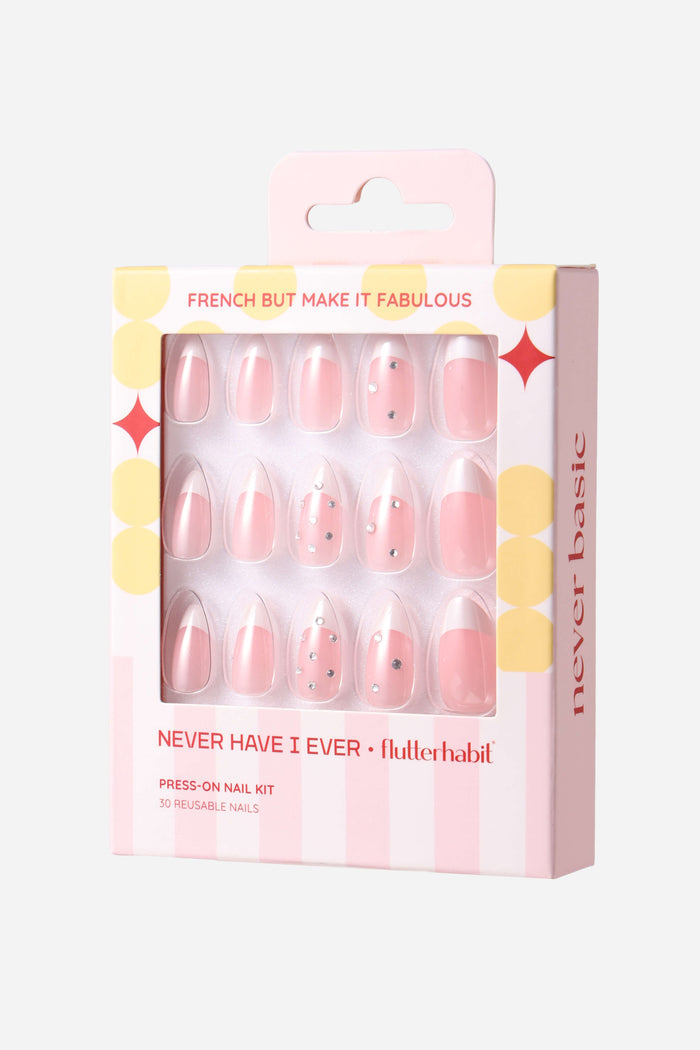 French But Make It Fabulous short almond press-on nails kit by Never Have I Ever.