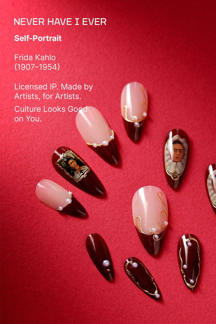 Frida Kahlo Almond Press-On Nails | Artist Nail Art