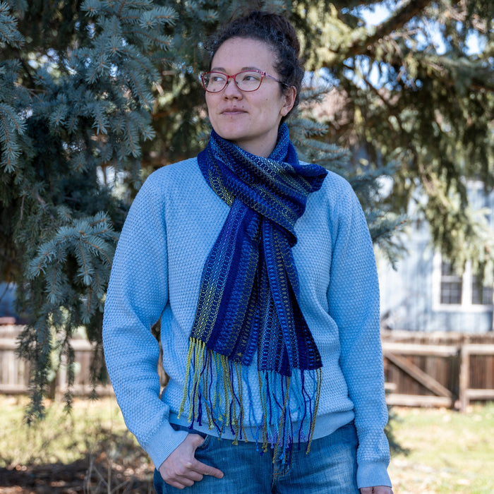 twisted fringe on Painted Warp Eyes scarf