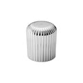 Silver champagne stopper with ribbed cylindrical body and dome top featuring vertical ridges.