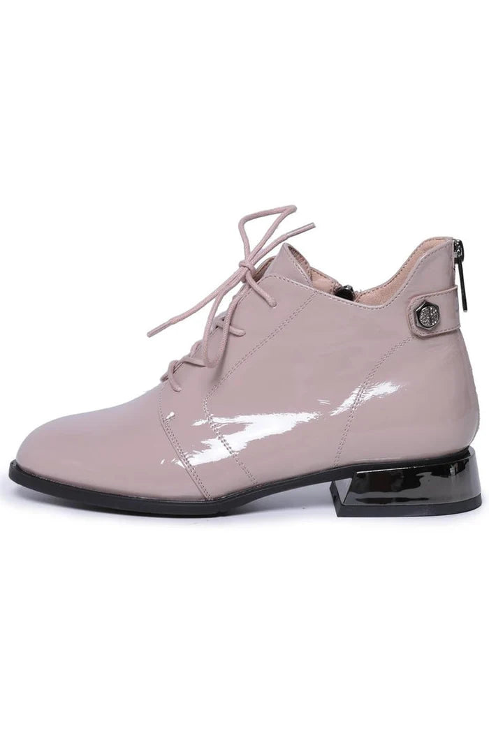 Gloss Lace-Up Ankle Boots Margo - Pearl