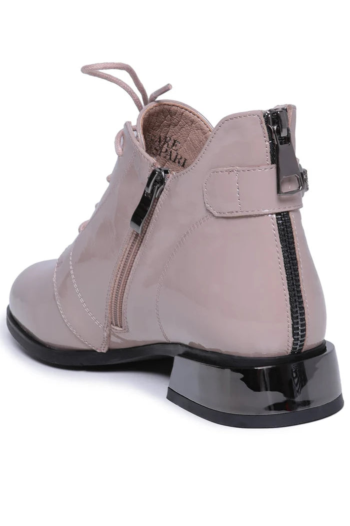 Gloss Lace-Up Ankle Boots Margo - Pearl