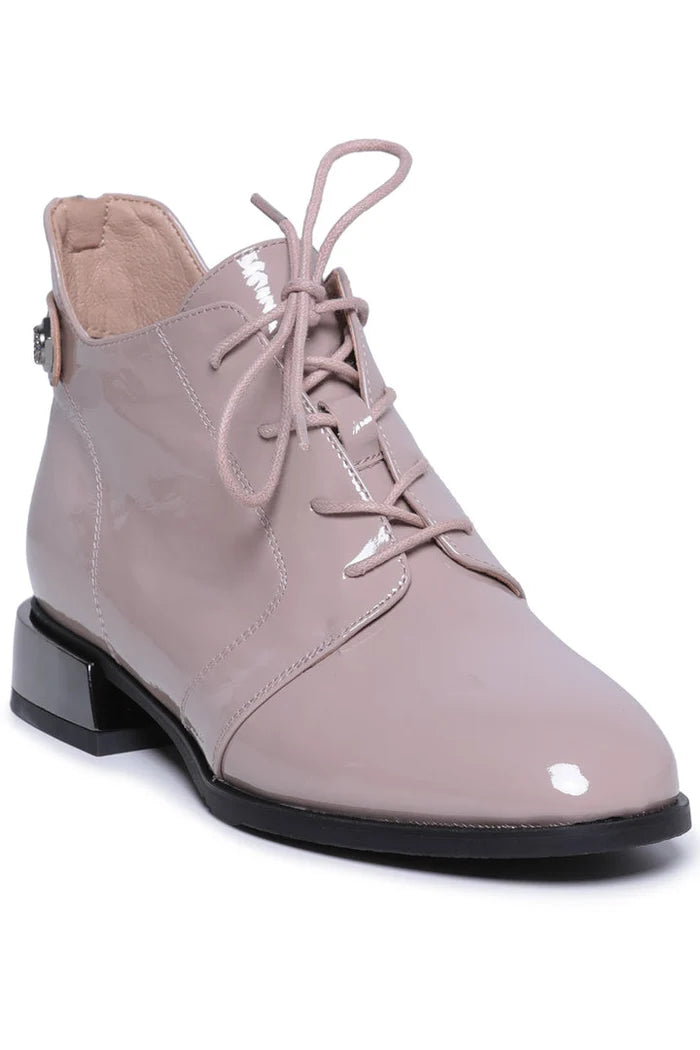 Gloss Lace-Up Ankle Boots Margo - Pearl