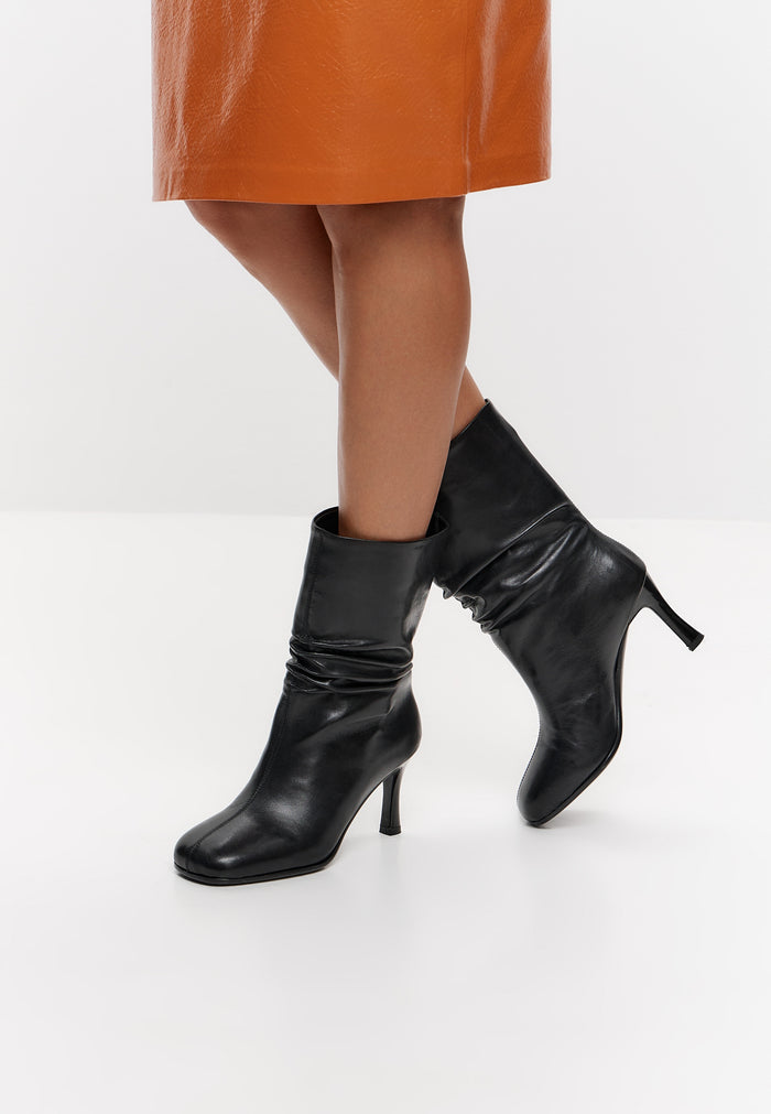 Grace Leather Ankle Boots - Black