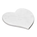 White marble heart-shaped board with subtle gray veining throughout.