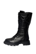 A pair of high-laced combat boots perfect for military style and tactical situations, ideal combat-ready footwear with a high-top design for battle-ready confidence.