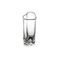 Clear glass bud vase with heart-shaped opening at top and textured base.