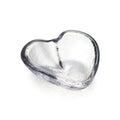 Large heart-shaped dish with clear glass body and dark gray rim.