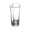 Clear glass cylindrical vase with rounded rim and textured base.