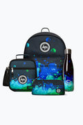 Hype Boys Black 3D Droplets Backpack, Lunchbag, Pencil Case & Bottle Bundle