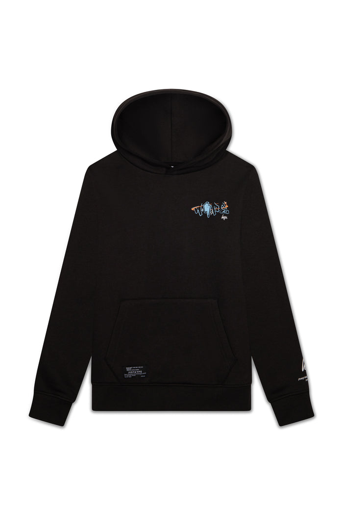 Hype Boys Black Graffiti Bolt Hoodie