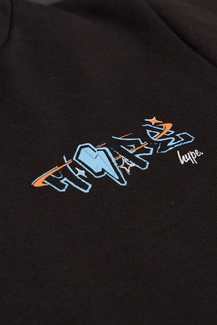 Hype Boys Black Graffiti Bolt Hoodie