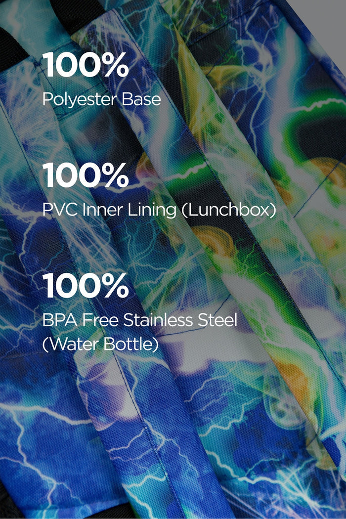 Hype Boys Blue Lightning Storm Backpack, Lunchbag & Bottle Bundle