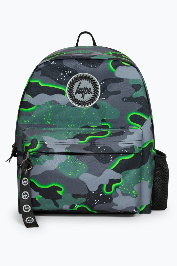 Hype Boys Green Glow Camo Backpack & Lunch Bag Bundle