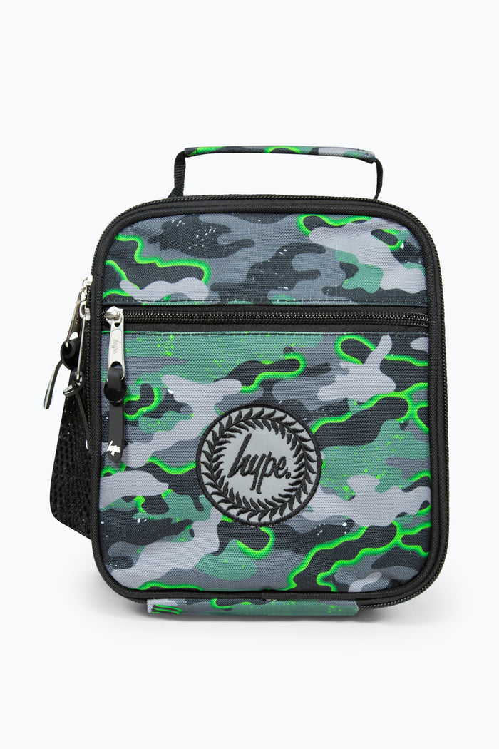 Hype Boys Green Glow Camo Backpack & Lunch Bag Bundle