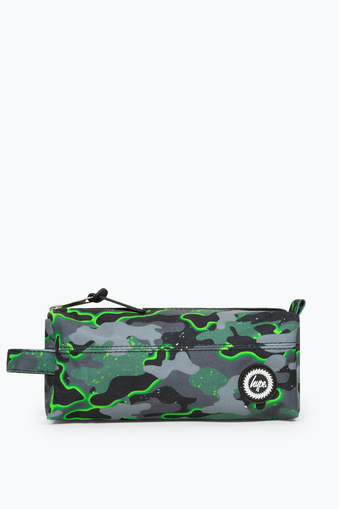 Hype Boys Glow Camo Green Pencil Case Front Side