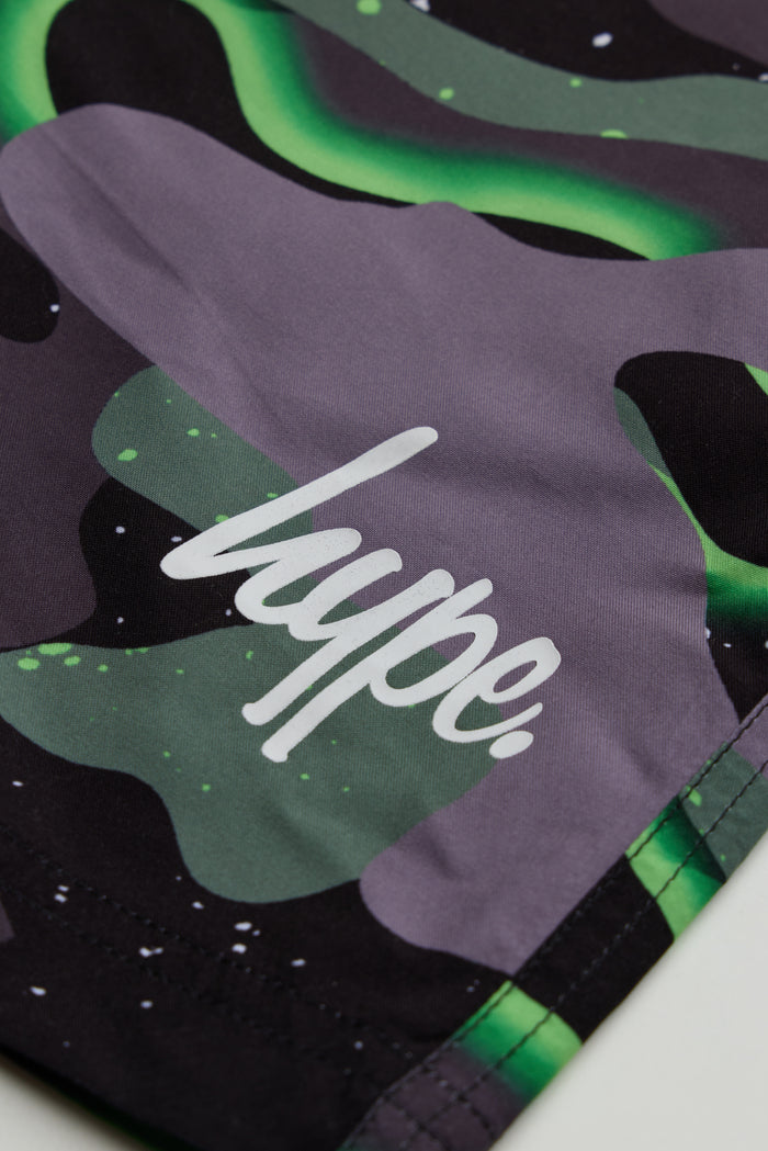 Hype Boys Green Glow Camouflage Swim Shorts