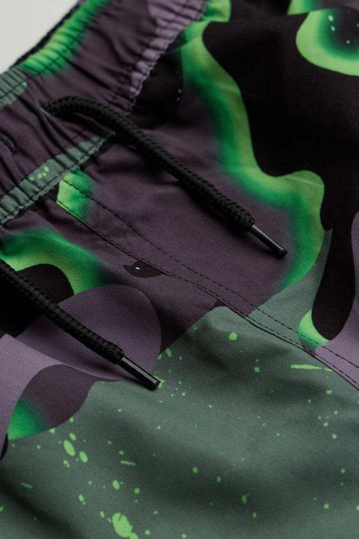 Hype Boys Green Glow Camouflage Swim Shorts