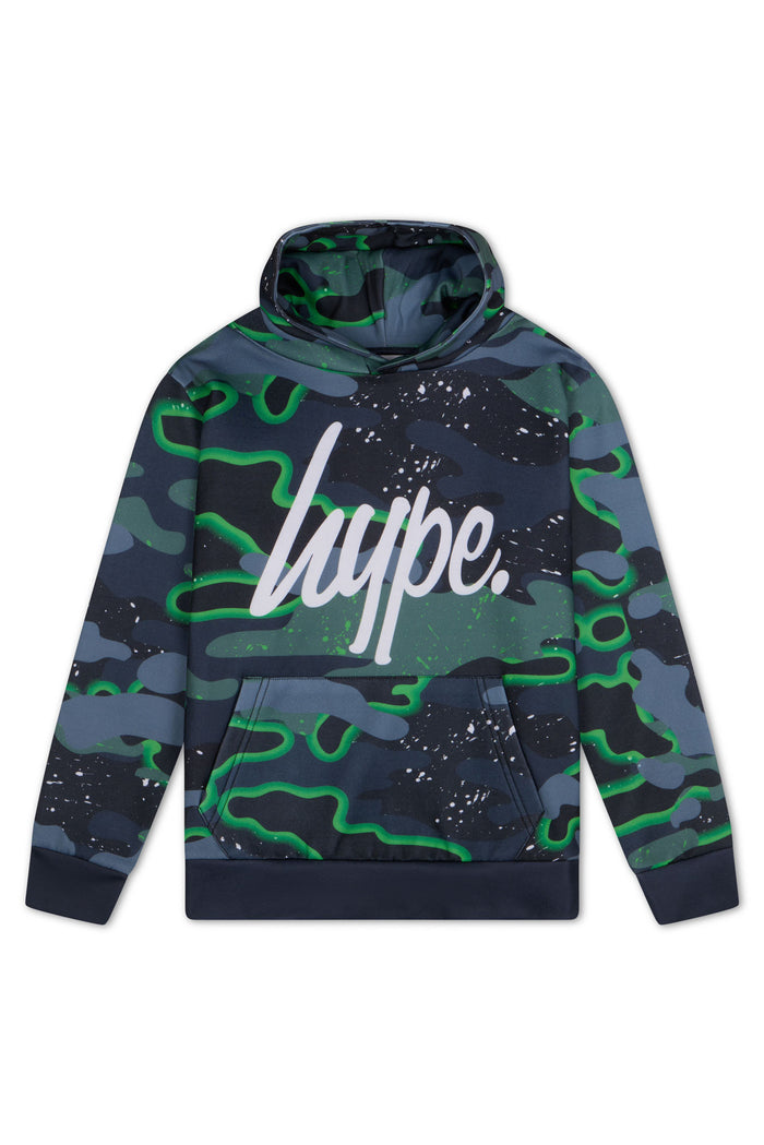 Hype Boys Green Neon Camouflage Hoodie