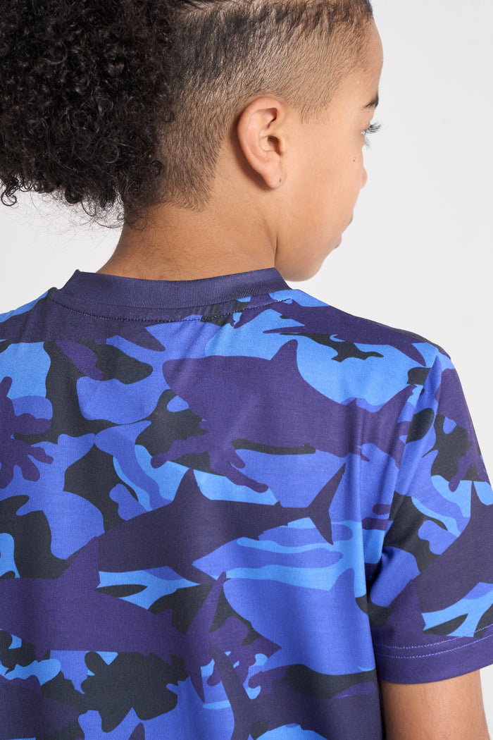 Hype Boys Navy Jaws Camouflage T-Shirt