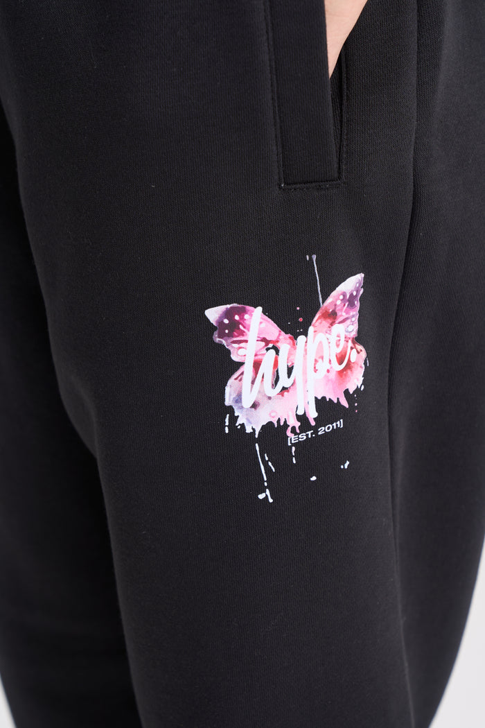 Hype Girls Black Butterfly Joggers