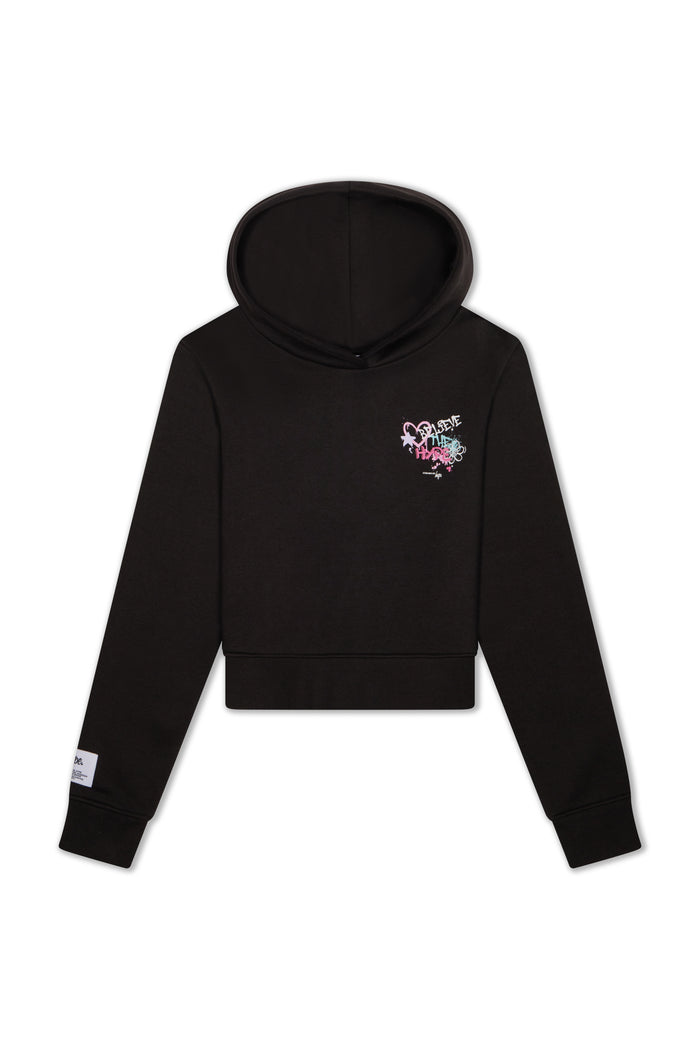 Hype Girls Black Graffiti Cropped Hoodie