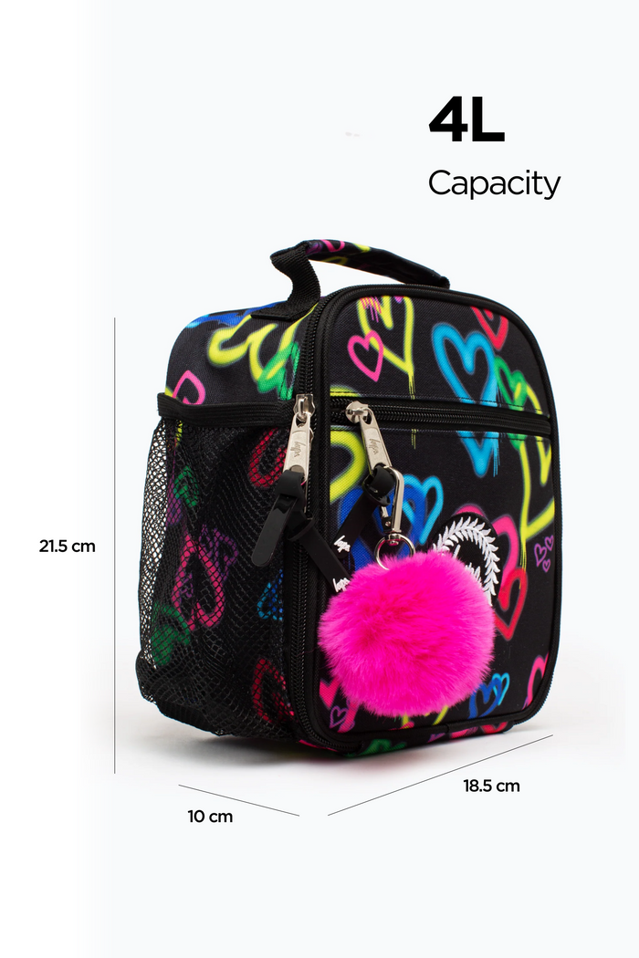 Hype Girls Black Graffiti Heart Backpack & Lunch Bag Bundle