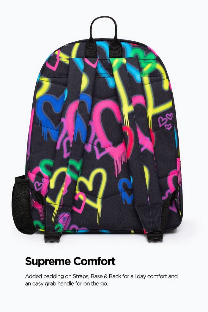 Hype Girls Black Graffiti Hearts Iconic Backpack