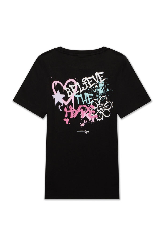Hype Girls Black Graffiti T-Shirt