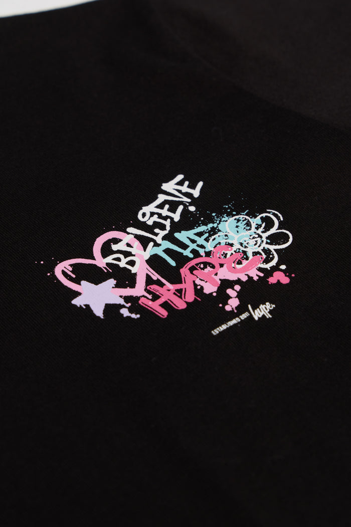 Hype Girls Black Graffiti T-Shirt