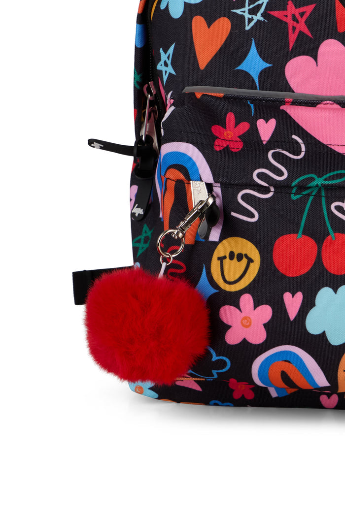 Hype Girls Black Happy Doodle Backpack