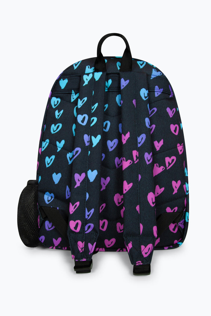 Hype Girls Black Scribble Heart Crest Backpack & Lunch Bag Bundle