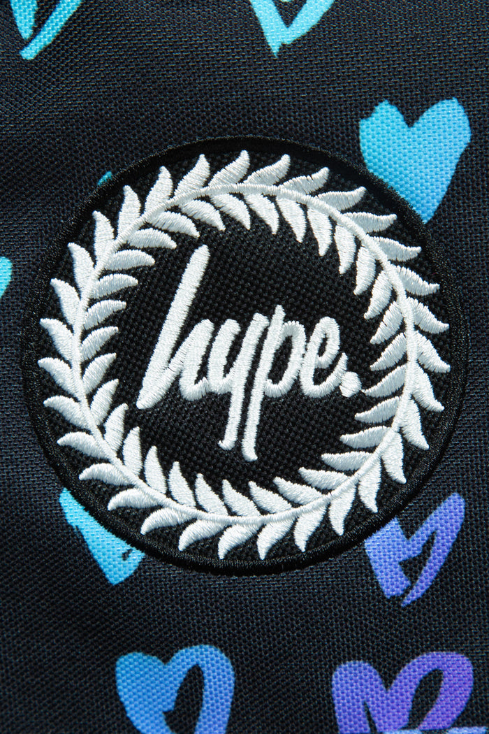 Hype Girls Black Scribble Heart Crest Backpack & Lunch Bag Bundle