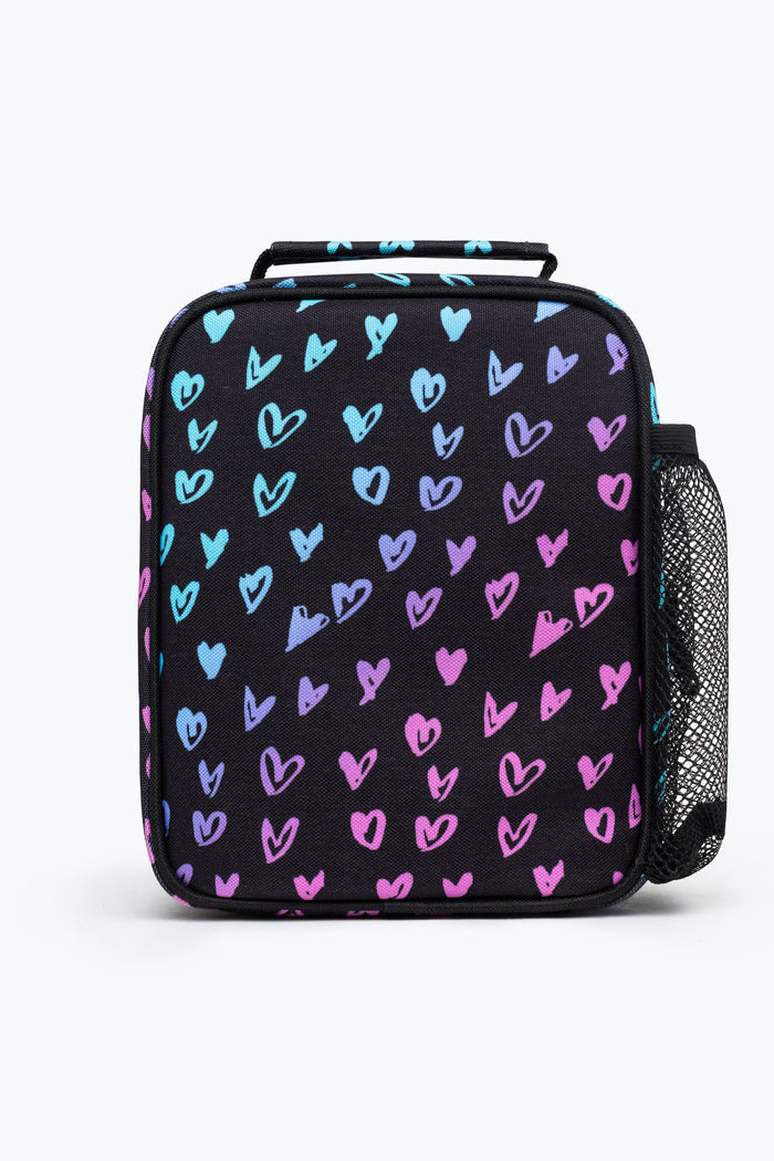 Hype Girls Black Scribble Heart Crest Backpack & Lunch Bag Bundle
